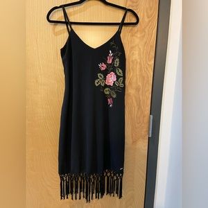Guess dress with tassels, size xs, black color with embroidered flowers